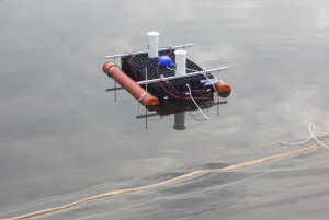 Selbstgebaute Schwimmhaube im Einsatz